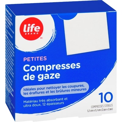 Petits tampons de gaze, 10 par paquet