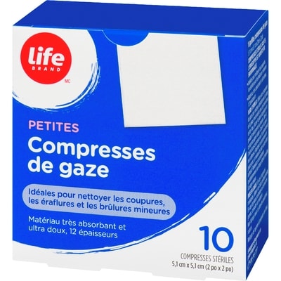 Petits tampons de gaze, 10 par paquet