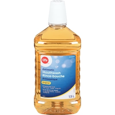 Life Brand Antiseptic Mouthwash Original  1.5 l, $0.40/100ml