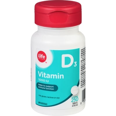 Life Brand Vitamin D3 1000 IU 250 Tablets 250 ea, $0.03/1ea