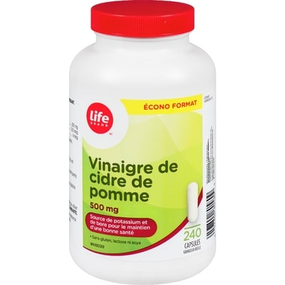 Life Vinaigre de cidre, 500 mg, 240 capsules 240 ea, 0,06 $/1ch