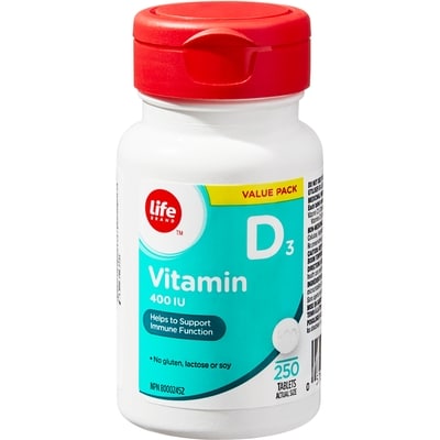 Life Brand Vitamin D3 400 IU 250 Tablets Value Pack 250 ea, $0.03/1ea