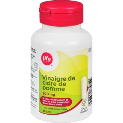 Life Vinaigre de cidre, 500 mg, 90 capsules 90 ea, 0,07 $/1ch