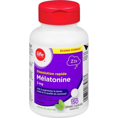 Life Mélatonine, 3 mg, 150 comprimés 150 ea, 0,07 $/1ch