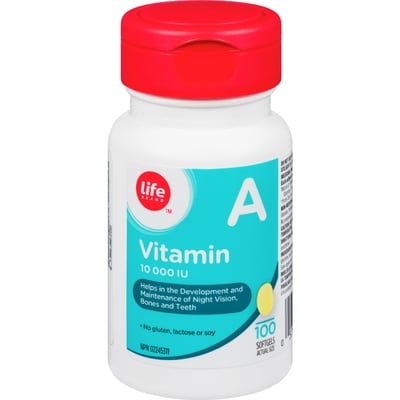 Life Brand Vitamin A 10000 Iu 100 Softgels 100 ea, $0.08/1ea