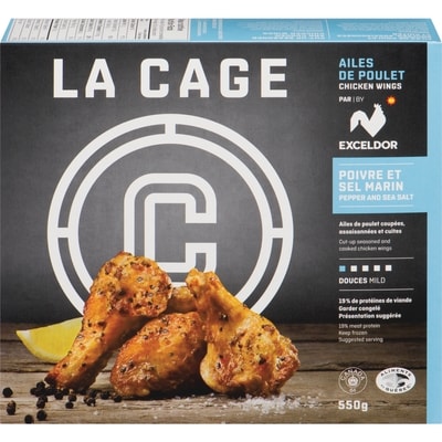 La Cage Ailes de poulet douces au poivre et au sel de mer Exceldor 550 g, 2,91 $/100g