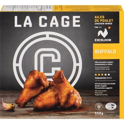 La Cage Ailes de poulet Buffalo épicées Exceldor 550 g, 2,91 $/100g