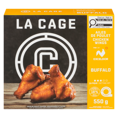 La Cage Ailes de poulet Buffalo épicées Exceldor 550 g, 2,73 $/100g