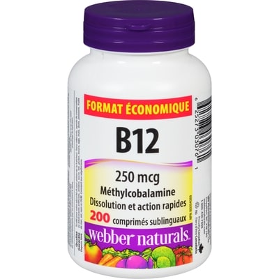 Webber Naturals WEBBER B12 250MCG 200 ea, 0,08 $/1ch