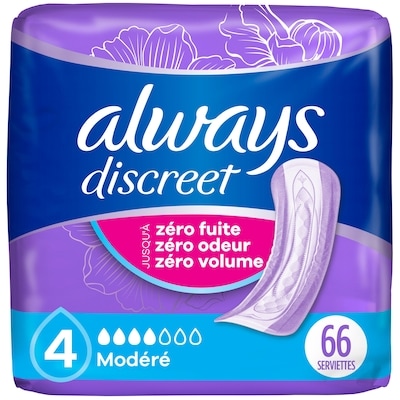 Always ALWAYS DISCREET SERVIETTES MOD 66 ea, 0,38 $/1ch