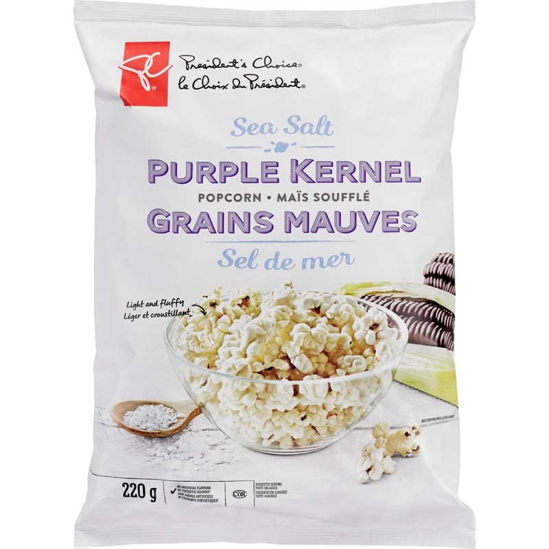 President's Choice Sea Salt Purple Kernel Popcorn - 220 g | No