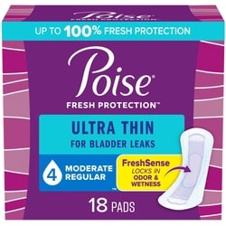 Ultra Thin Postpartum Incontinence Pads, Moderate Absorbency, Regular Length, 18 Count 