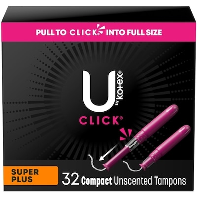 U by Kotex Click Compact Tampons, Super Plus, Unscented, 32 Count 32 ea, $0.37/1ea