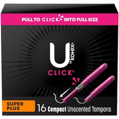 U by Kotex Click Compact Tampons, Super Plus, Unscented, 16 Count 16 ea, $0.44/1ea