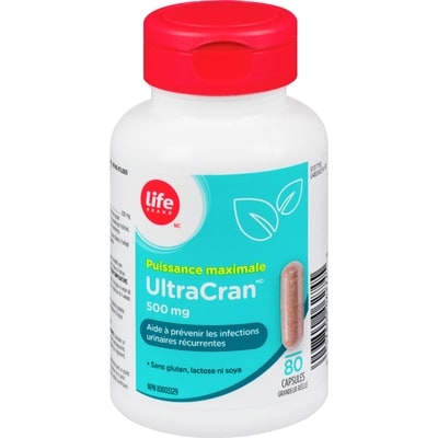 Life Ultra canneberge, concentration maximale, 500 mg, 80 capsules 80 ea, 0,22 $/1ch