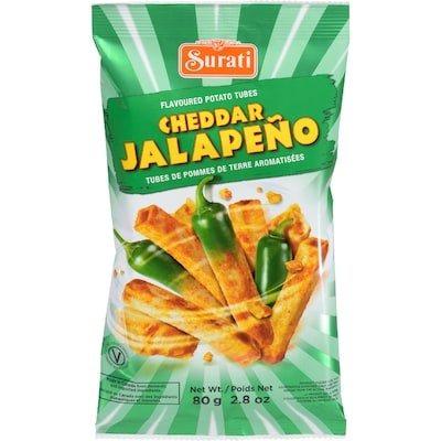 Surati Tubes De Pommes De Terre, Cheddar Jalapeno 80 g, 1,86 $/100g