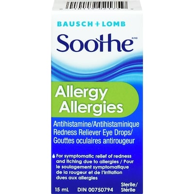 Bausch+Lomb Soothe Antihistamine/Decongestant Eye Drops Allergy 15 ml, $73.27/100ml