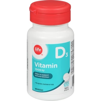 Life Brand Vitamin D3 1000 Iu 100 Tablets 100 ea, $0.07/1ea