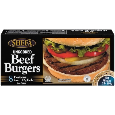 Shefa Kosher Burgers Beef 8 Portions 896 g, $1.90/100g