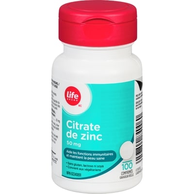 Life LB CITRATE DE ZINC 50 MG 100 ea, 0,10 $/1ch