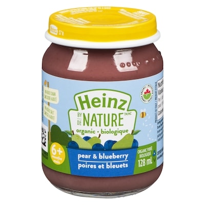 Heinz by Nature Organic Baby Food - Pear & Blueberry Pure 128 ml, $1.55/100ml