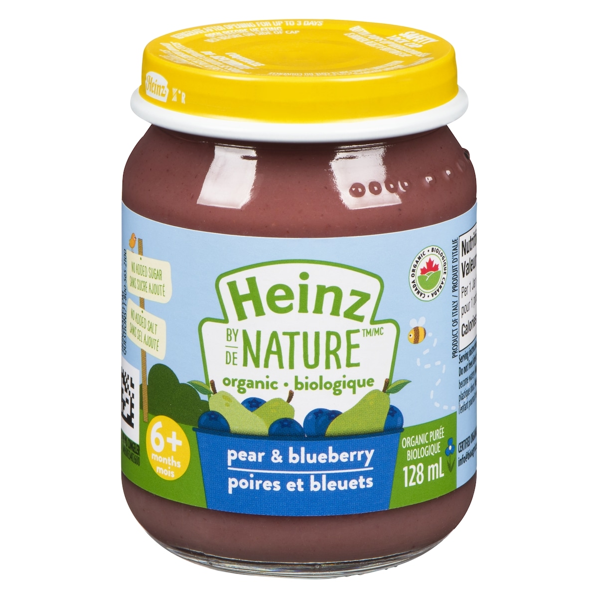 Heinz Aliments biologiques pour bébés – Poires et bleuets en purée 128 ml, 1,55 $/100ml