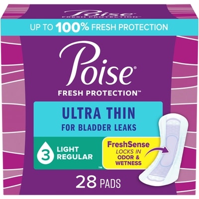 Poise Ultra Thin Incontinence Pads, Light Absorbency, Bladder Control Pads, 28 Count 28 ea, $0.32/1ea