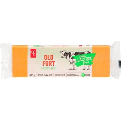 President's Choice Lactose Free Old Yellow Cheddar Cheese 400 g, $1.50/100g