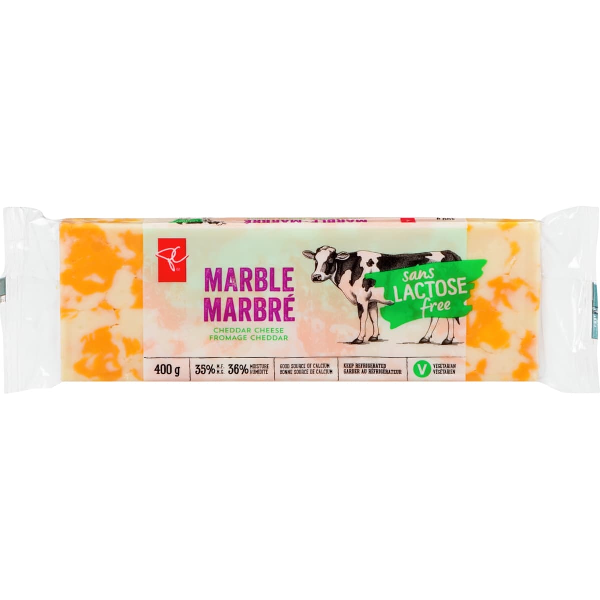 le Choix du Président Cheddar marbré sans lactose 400 g, 1,70 $/100g