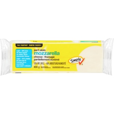 Sans Nom Fromage mozzarella partiellement écrémé, léger 400 g, 1,62 $/100g