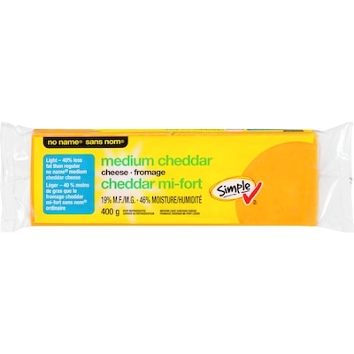No Name Light Medium Cheddar Cheese 400 g, $1.62/100g