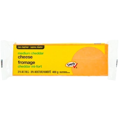 No Name Medium Cheddar Cheese 400 g, $1.62/100g