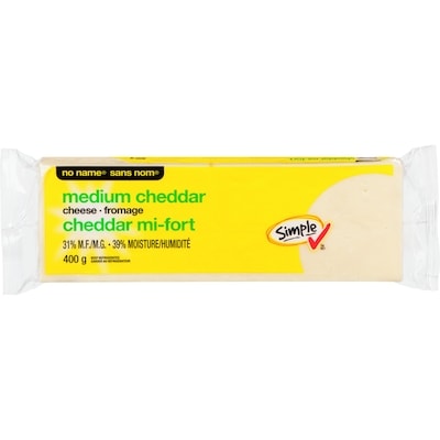 No Name White Medium Cheddar 400 g, $1.37/100g