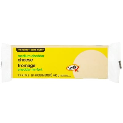 Sans Nom Fromage cheddar mi-fort 400 g, 1,22 $/100g