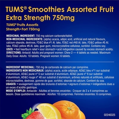 Tums Extra Strength Smoothie Assorted Fruit 60 count 60 ea, $0.12/1ea