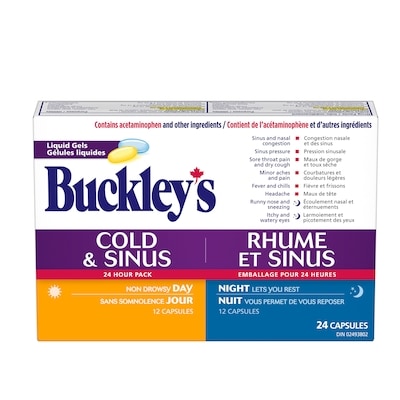 Buckley's Cold & Sinus 24Hour Pack Liquid Gels, 24 Count 1 ea, $0.46/1ea