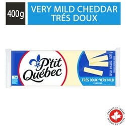 P'tit Québec Very Mild Cheddar Cheese 400 g, $1.50/100g