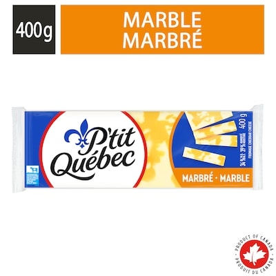 P'tit Québec Fromage cheddar marbré 400 g, 1,75 $/100g