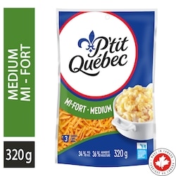 P'tit Québec Medium Cheddar Shredded Cheese 320 g, $2.97/100g