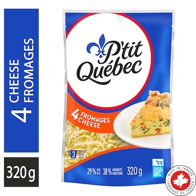 P'tit Québec Fromage râpé quatre fromages. 320 g, 2,03 $/100g
