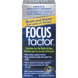 Focus Factor Nutrition pour le cerveau et les yeux cerveau et vision 60 ea, 0,67 $/1ch