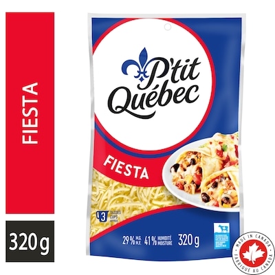 P'tit Québec Fiesta Shredded Cheese 320 g, $2.81/100g