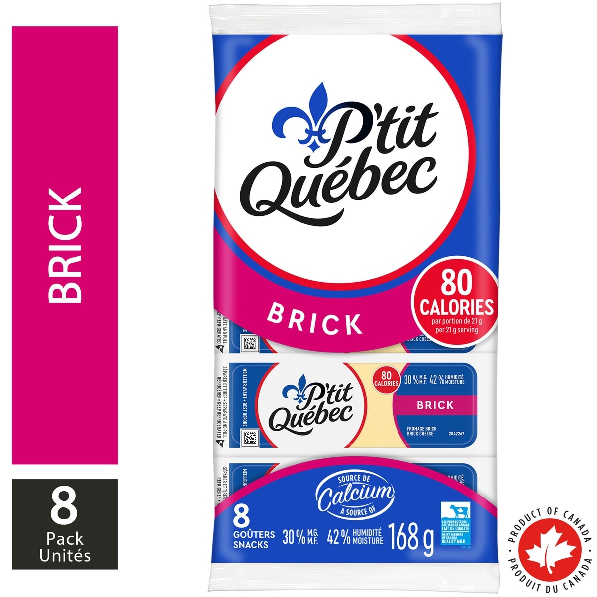 P'tit Québec Collations au fromage brick 168 g, 2,38 $/100g