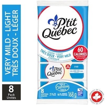 P'tit Québec Collations au fromage cheddar très doux léger 168 g, 3,86 $/100g