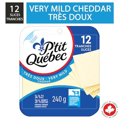 P'tit Québec Very Mild Cheddar Cheese Slices 240 g, $2.20/100g