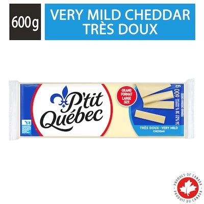 P'tit Québec Very Mild Cheddar Cheese 600 g, $1.92/100g