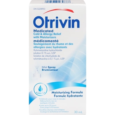 Otrivin Medicated Cold & Allergy Relief W/Moisturizers Spray 30 ml, $48.30/100ml