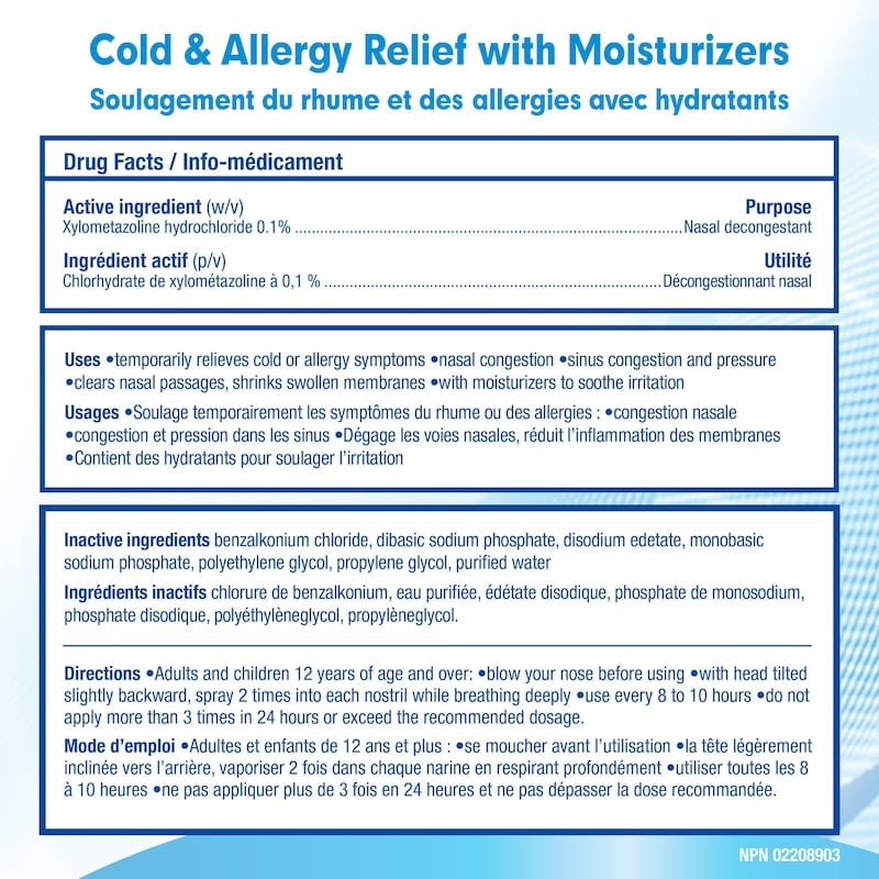 Medicated Cold & Allergy Relief With Moisturizers Spray