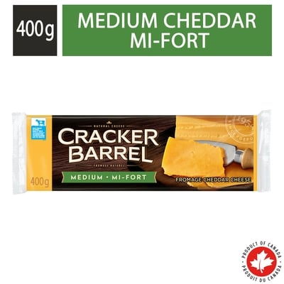Cracker Barrel Medium Cheddar Cheese 400 g, $2.07/100g