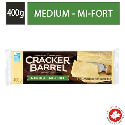 Cracker Barrel Cheddar White Medium Cheese 400 g, $1.62/100g